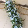 装飾的な花人工花壁泡ベースロードリーディングユーカリシルクウェディングアレンジメント装飾ステージレイアウトリース1m