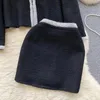 Рабочие платья Французский роскошный твидовый комплект с бисером из двух предметов Женская одежда Винтажная черная короткая куртка Мини-облегающая юбка Шерстяные костюмы