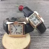 Montre à quartz carrée en or Rose, amoureux de la mode, hommes et femmes, montres-bracelets en argent pour hommes et femmes, cadeau de saint-valentin, livraison directe, horloge d'affaires en cuir de luxe