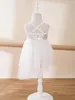 Girl Dresses Kids Girls Shinny pailletten onregelmatige tule ballet dance jurk mouwloze soild kleur gymnastiek tuchel voor podiumprestaties