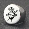 Nytt titan rostfritt stål rund fingerring viking skript älg skalle hepagon silver guld färg ringar för män hip hop punk rock födelsedagspresent grossist juvelery