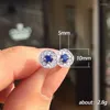 Stud -oorbellen Caoshi chique vrouw voor verlovingsceremonie Bright Blue Zirconia geschenk sierlijke vrouwen accessoires bruiloft