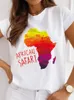 女性のTシャツ2023面白いアフリカンマップ印刷Tシャツの女性の創造性夏のオリジナルハラジュク女性ファッショントップレディース