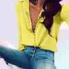 Tops y blusas para mujer Cárdigan de manga larga para mujer con botón Blusas de moda para mujer 2019 Nueva camisa con solapa Blusa con cuello vuelto 6368526