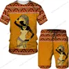 Herrespår man sommar kortärmad afrika tryck teesshortssuits folk-custom t short shorts spårdräkt set afrikanska kläder för män överdimensionerad 230403