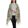 Шарфы, винтажный шарф с кисточками в виде пагоды, сада, чайного домика, женский мягкий серый и золотой шаль в стиле шинуазри, женская зимняя накидка