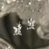 Studörhängen S925 Silver Needle Zircon Fjäril för kvinnor brosk Piercing smycken gåva EH1783