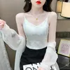 Women's Blouses Satin Women Blouse Printed Jacquard Tank Tops Korean Fashion Vest Clothing Sleeveless Sexy Womens Solid Basic