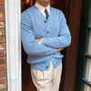 Мужские свитера Красивый осенний мужской вязаный кардиган Slim Fit Полосатый свитер с длинным рукавом Пальто Джентльмен Повседневная одежда Мужской джемпер Синий 231102
