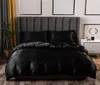 Conjunto de cama de luxo king size preto cetim seda consolador cama casa têxtil tamanho rainha capa edredão cy2005198931289