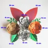 Dekorativa blommor Diy Giant Paper Artificial Rose Fleurs Backdrops 4pcs 4 Lämna 2 öron för bröllopsdekorationer Baby Nursery Video Tutorial