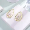 Stud Earrings Crystal Pearl Flower Waterdrop For Women Copper Zircon Earring Fashion Jewelry Aretes De Mujer 2023 D20