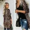 Vestes pour femmes automne Sexy col en V à manches longues boutonné imprimé léopard pour veste Chaqueta Mujer manteau femmes