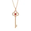 Ketting T V Gold Edition Licht Luxe Luxe hart Kroon Key Necklace Dames Mode veelzijdige netwerk Red Full Diamond Sweater Chain