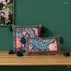 Yastık vintage boho tarzı atış kasası lomber kapak işlemeli geometrik çiçek ponpon püsküller yastık kılıfı