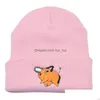 Berets Pochita Beanie Hat Embroidery Cartoon Cute Knitted Hats Chainsaw Dog Skl Cap Drop Delivery Fashion Accessories Scarves Gloves Dh5Oa