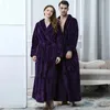 Men's Sleepwear Men Winter Extra Long Warm Flannel Bathrobe Plus Size Coral Fleece Bath Robe Women Jacquard Dressing Gown Lovers Home