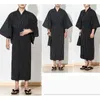 Ethnische Kleidung 2023 Japanischer traditioneller Samurai-Kimono für Männer Yukata-Bademantel Hekoobi Loose Style Sauna Homewear Belt Long Gown Clog