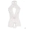 Women'S Sleepwear Womens Sleepwear Women Deep V Open Erotic Lingerie Lace Transparent Bra Set Y Costumes Crotchless Bodysuit Female Un Dhbko