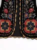 Female sleeveless embroidered flower velvet fabric O-neck national wind desinger vest cardigan coat SML