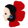 Broscher röd blomma flicka akryl lapel stift för kvinnokläder stort harts söt dam figur brosch bads pin väskor smycken