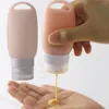 Bottiglie di stoccaggio Borraccia da viaggio in silicone morbido portatile da appendere piccolo contenitore vuoto 60 ml trasparente