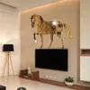 Vägg klistermärken djur häst stereo akryl spegel vägg diy kreativ TV bakgrund vardagsrum dekoration grön konst 230403