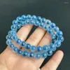 Brin gros naturel sucre bleu coeur cristal Bracelet perles rondes rangée de main pour femmes fille cadeau bijoux de mode