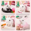 Animaux RC électriques enfants en peluche lapin mignon enfants animal de compagnie électronique avec son Animal bricolage changement de vêtements jeu marche jouets en mouvement pour 3 ans 231122