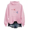 Women's Hoodies 2023 Autumn And Winter Sports Casual Fashion Printed Hooded Drawstring Pocket Tunic Length Zip Up Hoodie