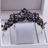 Barokke handgemaakte zwarte kristal kralen bruids tiara's kroon strass diadeem optocht sluier tiara hoofdbanden bruiloft haaraccessoires Y280I