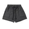 Shorts masculinos verão casual jogging esportes terry enrolado cor sólida cordão solto ajuste trimestre de treinamento