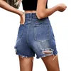 Shorts feminino verão jeans cintura alta rasgado jeans