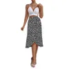 Skirts Summer Long Maxi Women Fashion Simple White Black Polka Dot Print Split High Waist Sun Wrap A Line Female 230403