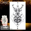Temporäre Tattoos OMMGO Geometrisches Elchgeweih Temporäre Dreieckstattoos Runder Pfeil Hirsch Rhombus Tattoo Body Art Arm Schwarz Gefälschter 3D Tatoos Aufkleber Z0403