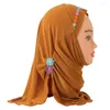 Vêtements ethniques Musulman Intérieur Hijab Filles Enfants Écharpe Fit 2-7 ans Islamique Arabe Amira Fleur Motif Foulard Turban Caps Eid Headwear