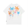American Graffiti Gradient Butterfly Print Short Sleeve T-shirt Men's and Women's ins Fashion Loose Blouse Couple T-shirt Top