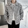 Männer Jacken Koreanische Plaid Vintage Tasten Shacket Karierten Mantel Casual Oberhemd Oberbekleidung Mode Streetwear Kleidung Mann