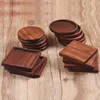 Table Mats 1PC Tea Coffee Cup Pad Placemats Decor Walnut Wood Coasters Durable Heat Resistant Square Round Drink Mat Bowl Teapot