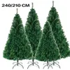 Juldekorationer 240210180cm Artificial Tree 8ft6ft55ft Snowy Flocked Xmas Ready to Use With Metal 231102