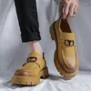 Dress buty man ślub mężczyźni Japonia Koreańska streetwear Business Casual vintage wysoko podeszwy łańcuch skórzany mokasyna buta mężczyzna