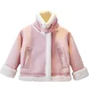 السترات Khaki Pink Girls Boys Winter Winter Fur Fur Coat Warm Kids Casual Children Clothing Overy 231110