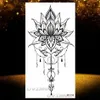 Tatuaggi temporanei Tatuaggio temporaneo all'hennè Lotus per le donne Catene di gioielli finti Fiore nero Body Art Abstract Tatoo Sticker Trasferimento Ragazza Tattoo Z0403