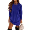 Casual Dresses In For Women Winter Elegant Plus Size Long Sleeve Mini Tunic Dress Crewneck Loose Flowy Ruched Robe Femme