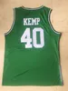 College 40 Shawn Kemp High School Jerseys Concord Academy Baskey University 스포츠 팬을위한 모든 스티칭 팀 컬러 녹색 통기 가능한 순수면 셔츠 NCAA