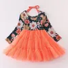 Robes Fille Girlymax Automne Halloween Thanksgiving Bébé Filles Tournesol Citrouille Floral Tutu Jupe Twirl Robe Genou Longueur Enfants Vêtements 230403