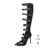 Sexy Women Knee Boots High Hollow Out Summer Boots Lace Up Long Boot Out The Strappy Gladiator Heels Roma Stilettos outono 230403