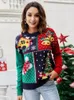 Women's Sweaters Christmas Sweater 2023 Ugly Women Xmas Tree Bell Color Block Loose Pullover Top Jumper Fall Winter Casual 39942