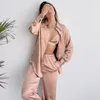 Vêtements de nuit pour femmes Pijama Restve Pyjamas décontractés pour femmes 3 pièces ensemble col rabattu hauts à manches longues soutien-gorge ensembles féminins avec pantalon solide maison