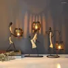 Candle Holders Creative Wrought Iron Holder Decoration Light Dinner Props El Restaurant Wine Cabinet Decorations